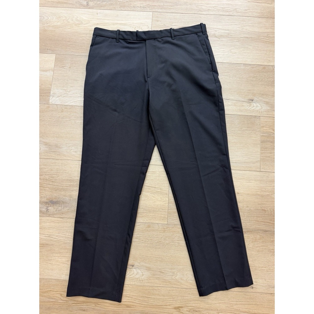 IZOD Mens Performance Stretch Straight Fit Flat Front Chino Pants Black 38x30